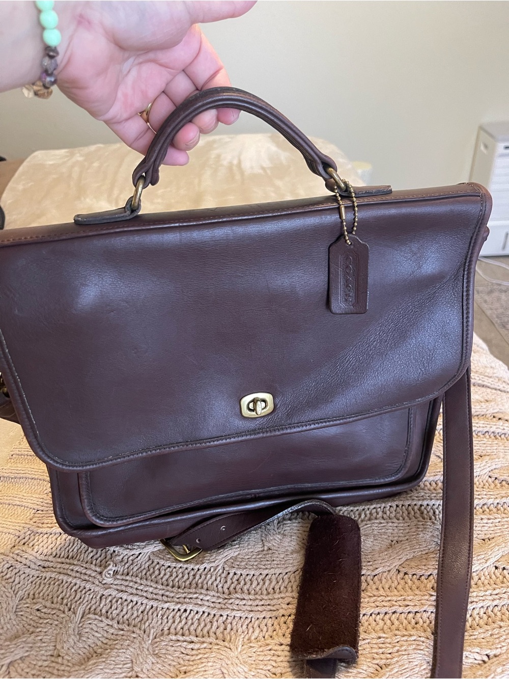 Vintage Coach  Classic Brown Leather Men’s Briefcase Shoulder Bag